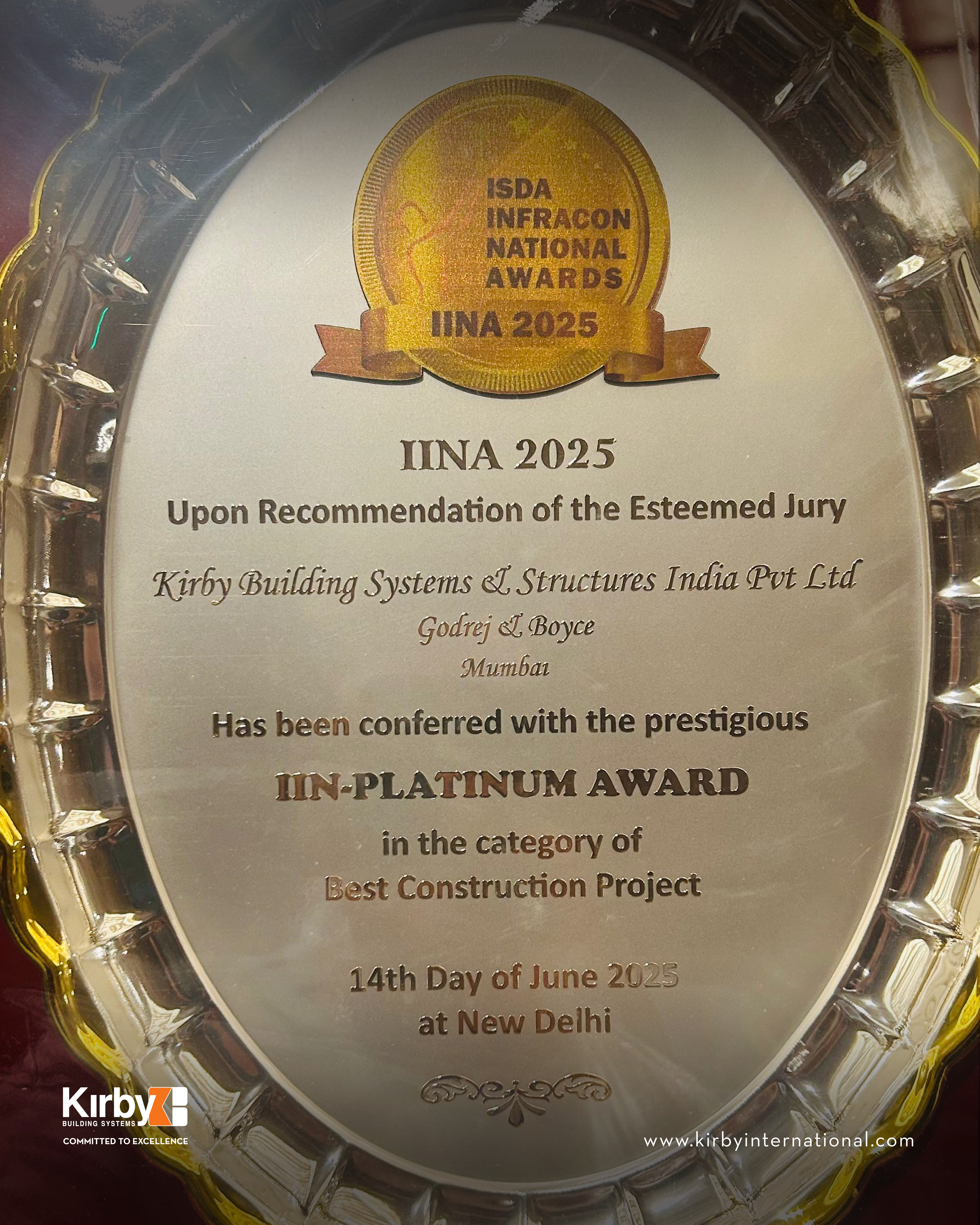 IINA Platinum Award for Best Construction Project at ISDA Infracon National Awards 2025
