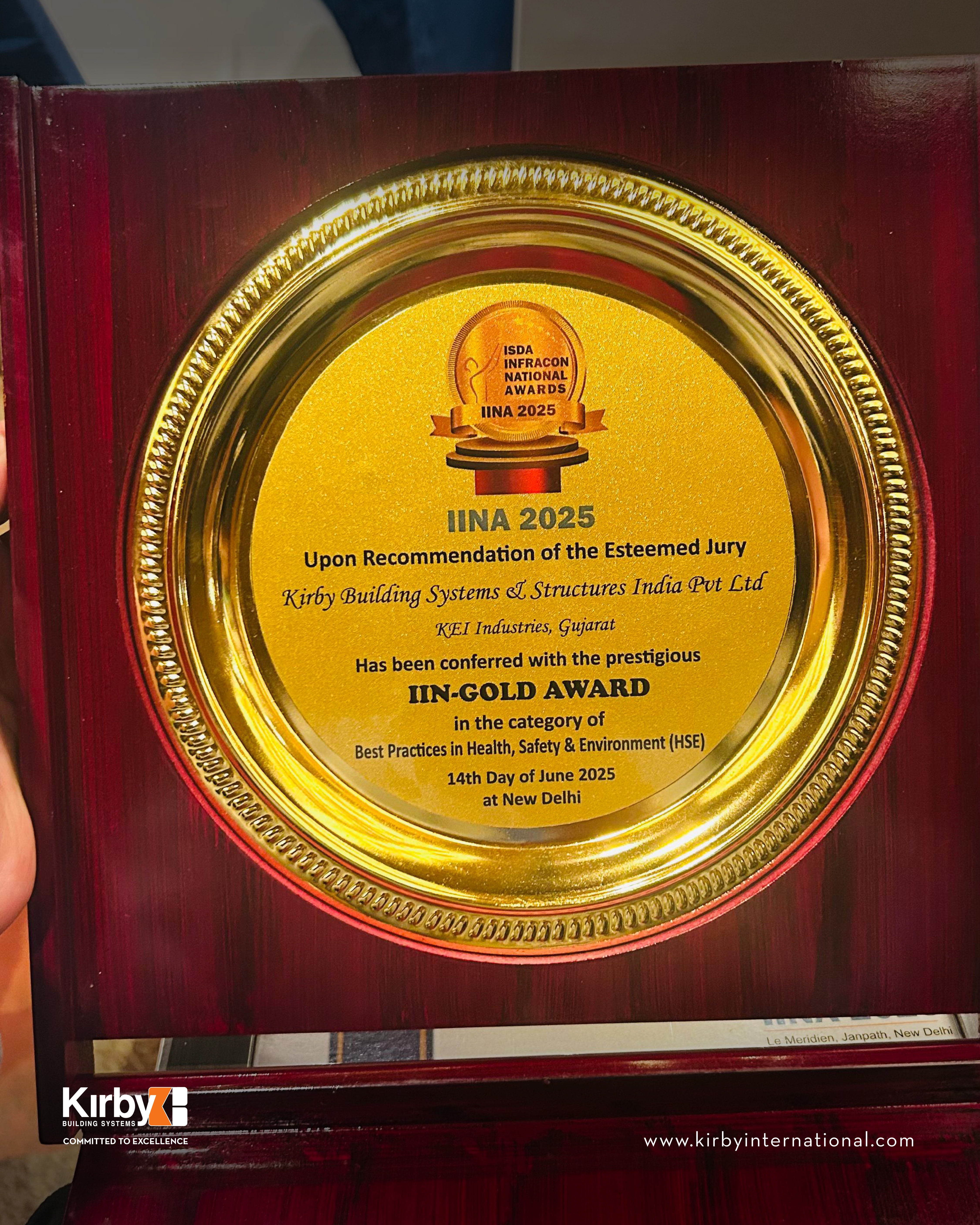Kirby India Wins Prestigious IINA-Gold Award 2025 for HSE Excellence